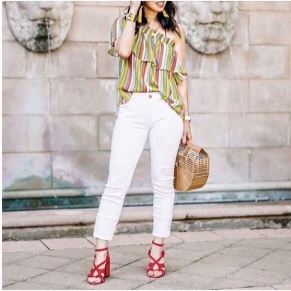 CAbi Striped Off the Shoulder Carnival Top Size S Style #5389 Summer - Picture 8 of 8